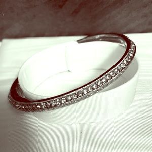 NADRI BANGLE BRACELET, Two Rows CZs